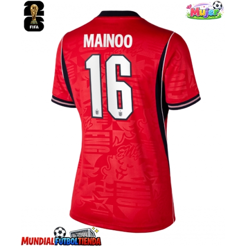 Camiseta Inglaterra Kobbie Mainoo #16 Segunda Equipación Replica Mundial 2026 para mujer mangas cortas